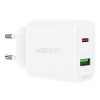Carregador Acefast dupla entrada USB + USB-C 20W Branco