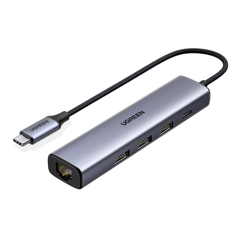 Ugreen HUB 3x USB/Ethernet RJ-45/USB Cinza