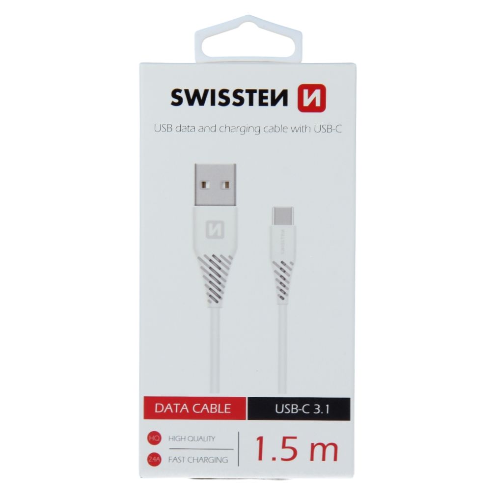 Swissten – Cabo usb para usb-c Fast Charging 1.5m Branco