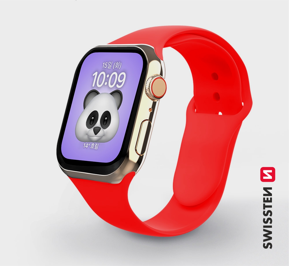 Swissten – Bracelete de Silicone para Apple Watch 38-41mm Vermelha