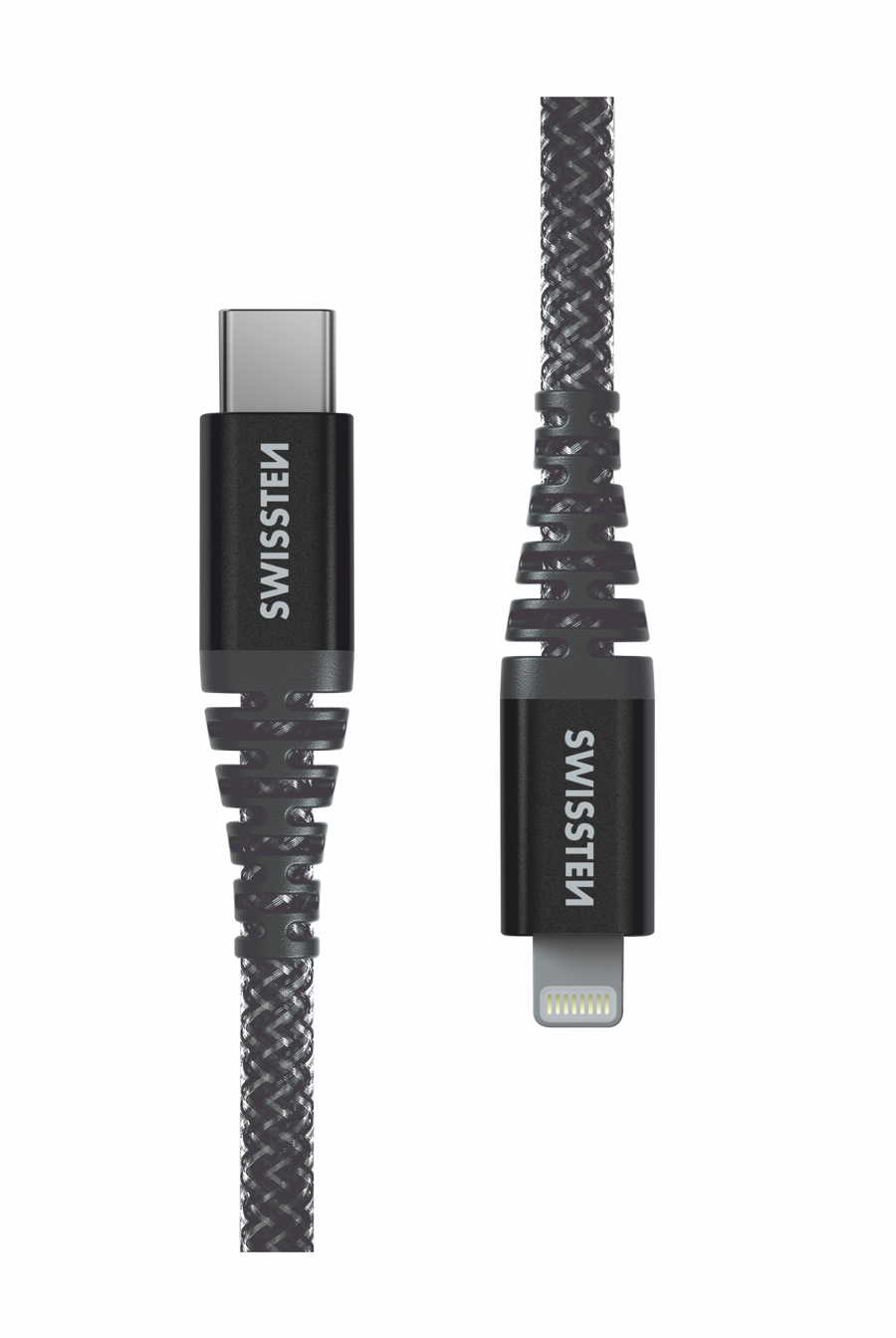 Swissten – Cabo Kevlar USB-C – Lightning 1.5m (antracite)