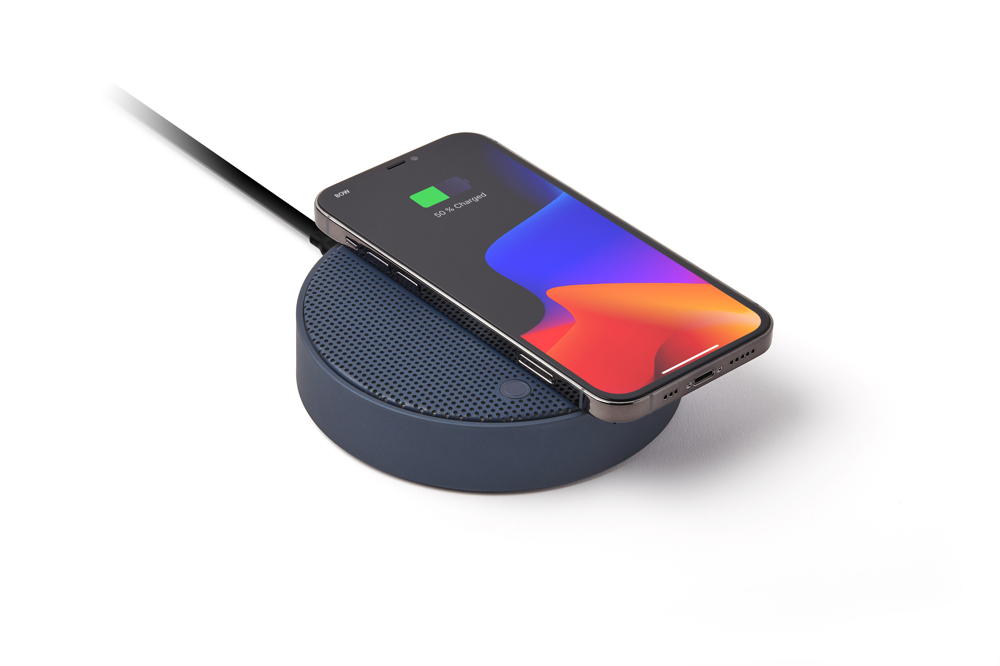 Lexon – Carregador Qi + Coluna Som Oslo Energy+ Azul Escuro