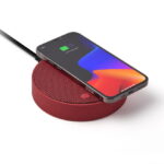 Lexon - Carregador Qi + Coluna Som Oslo Energy+  Vermelho Escuro