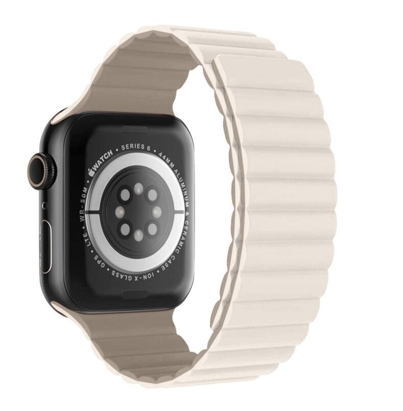 Swissten – Wave Magnetic Apple Watch 42-49mm (white/capucc)