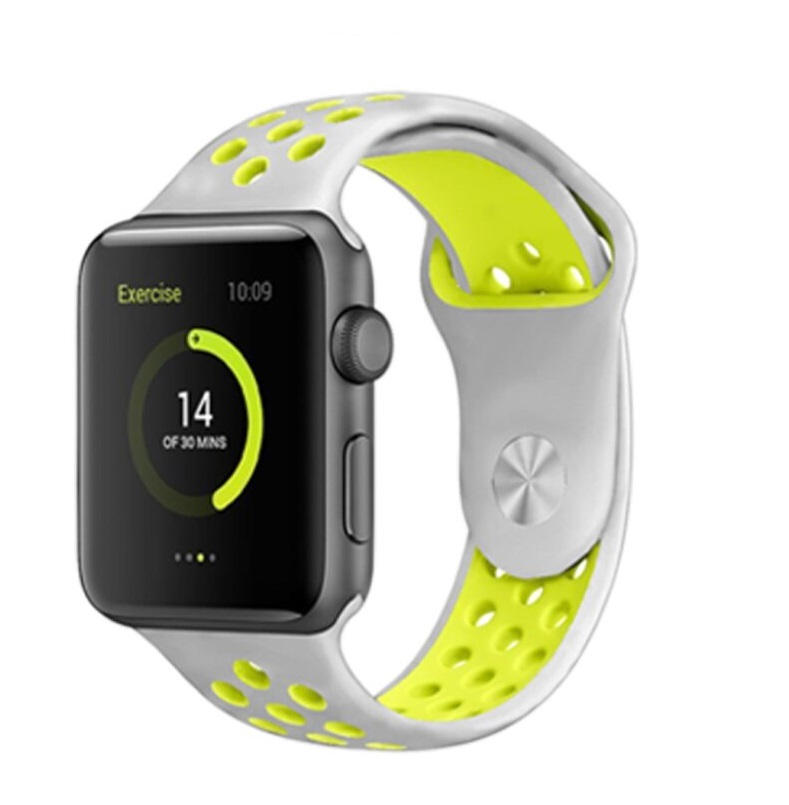 Swissten – Bracelete Desportiva para Apple Watch 42-49mm Cinza/Amarela