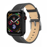 Swissten - Bracelete de Couro para Apple Watch 42-49mm Preta
