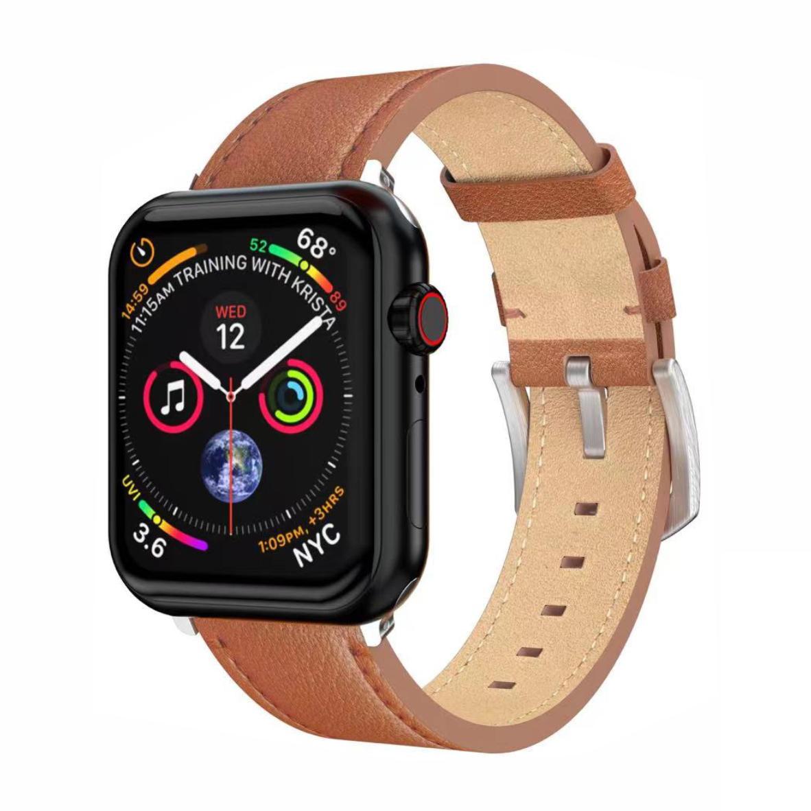 Swissten – Bracelete de Couro para Apple Watch 42-49mm Castanha