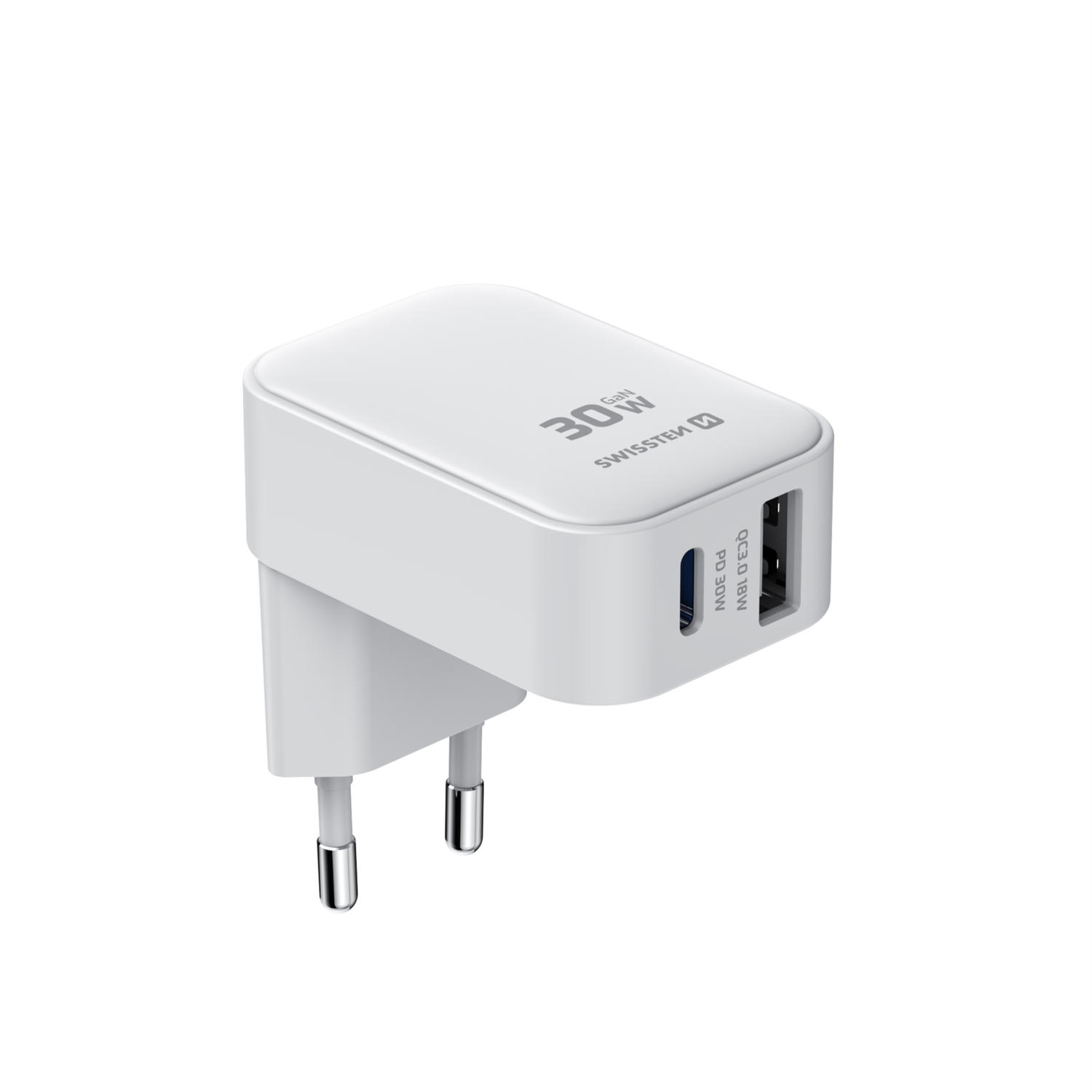 Swissten – GaN FoldCharge 30W (1x USB-C, 1x USB-A)